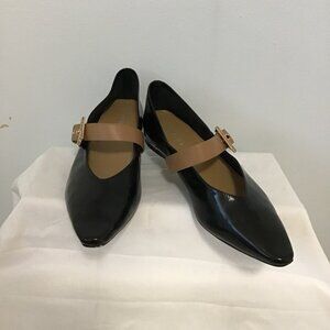Loranzo Black Patent Mary Jane Ballet Flats with Pointed Toe Size 7.5